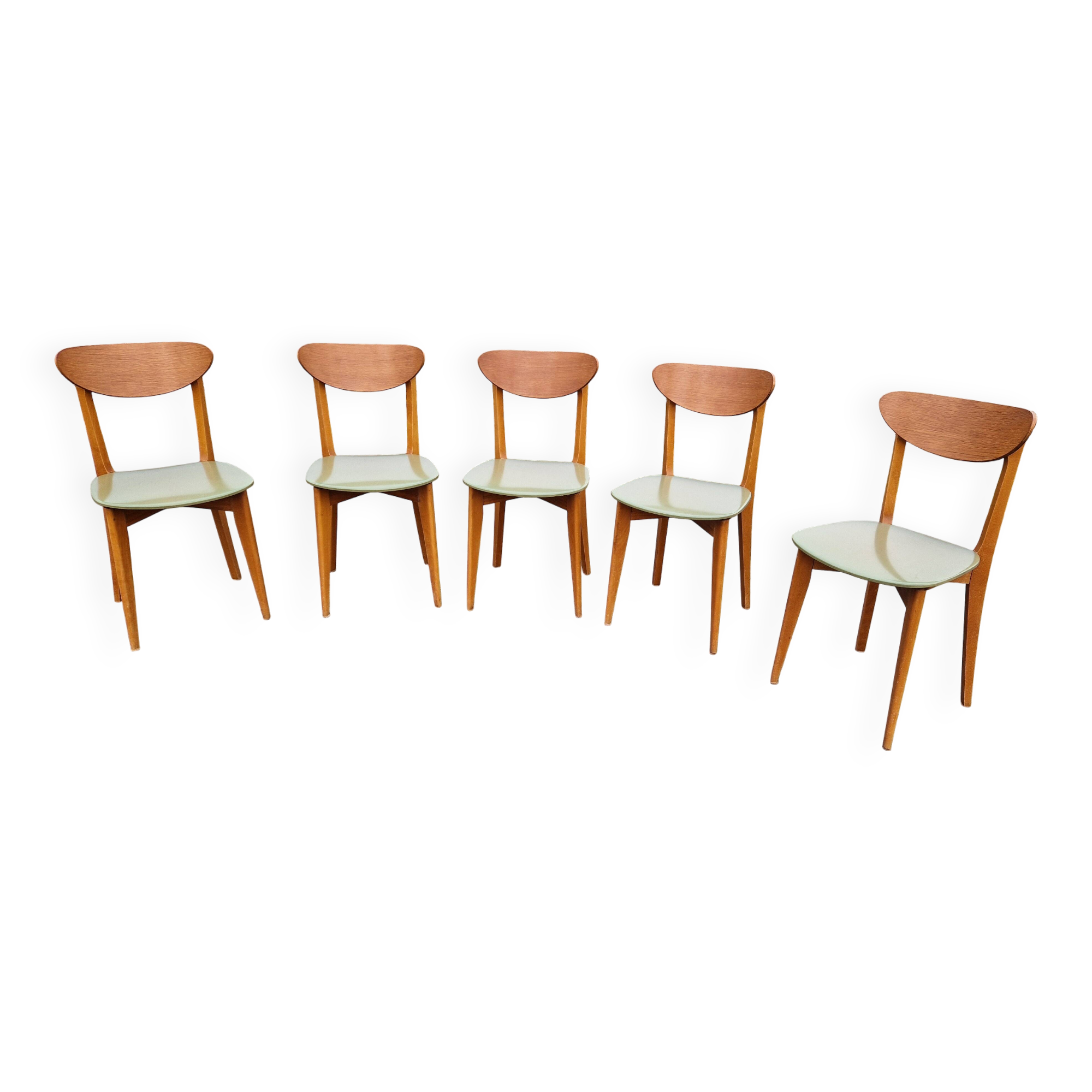 Set of 5 vintage Scandinavian style chairs