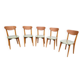 Set of 5 vintage Scandinavian style chairs
