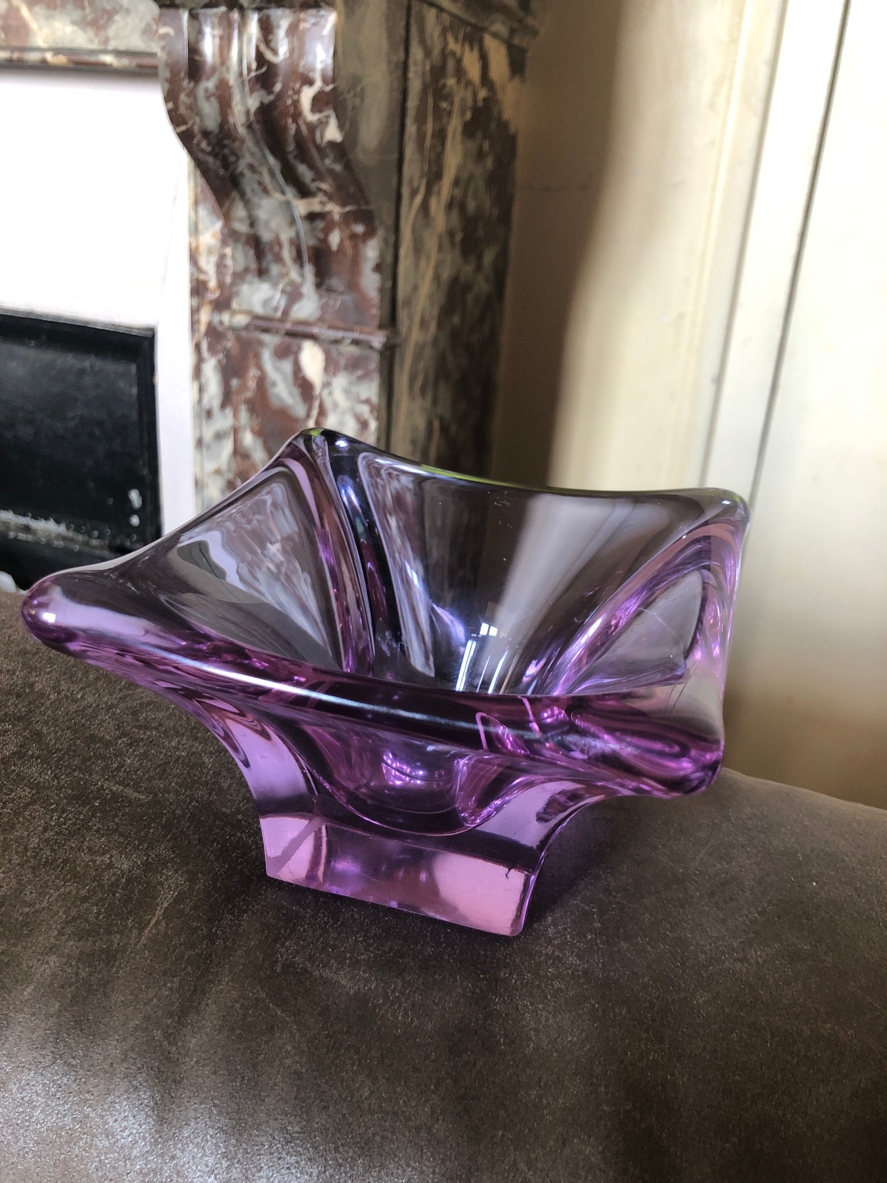 Empty purple crystal pocket