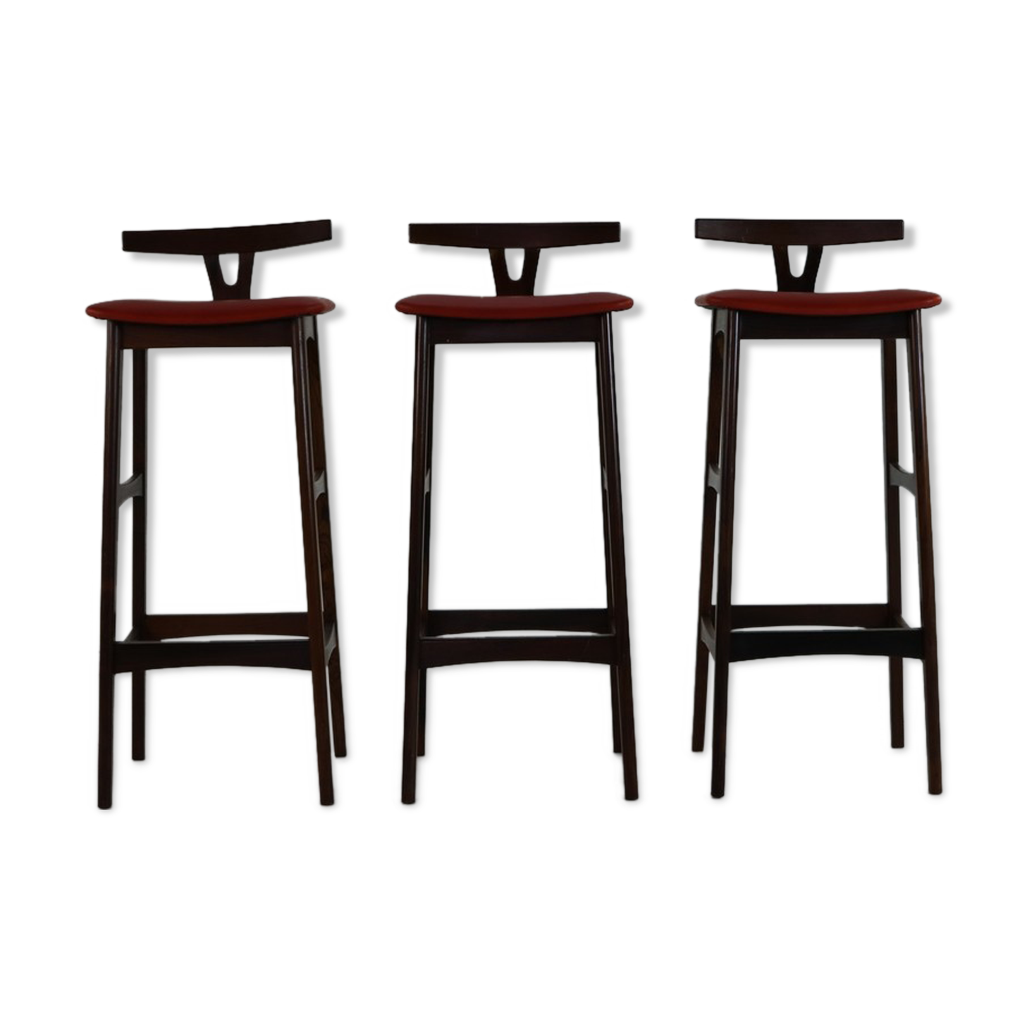 Ensemble de trois tabourets en bois de rose par Erik Buck pour Darlund