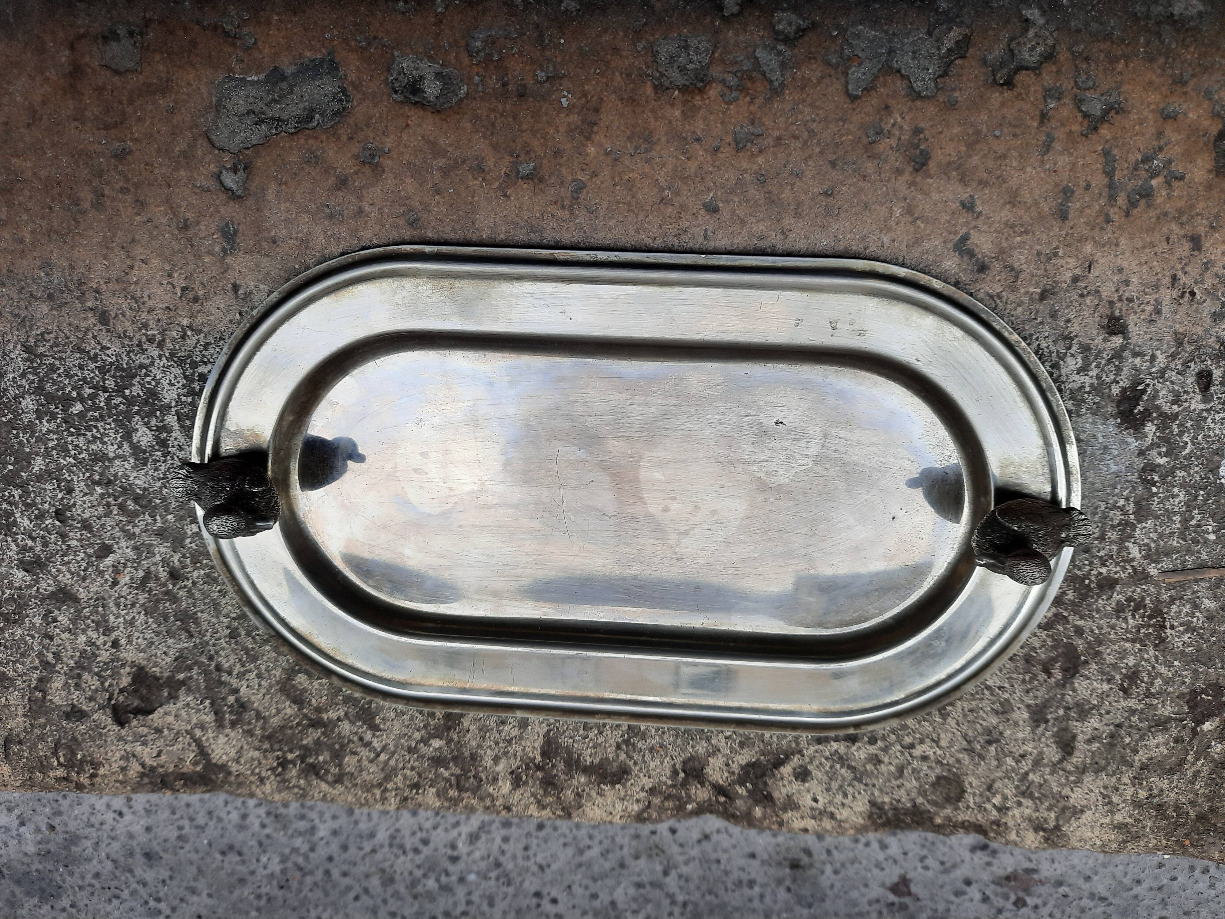 Silver metal tray