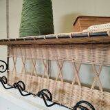 Coat rack hook wicker black metal vintage