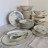 Table service 63 pieces Gien earthenware 19th century Marines model