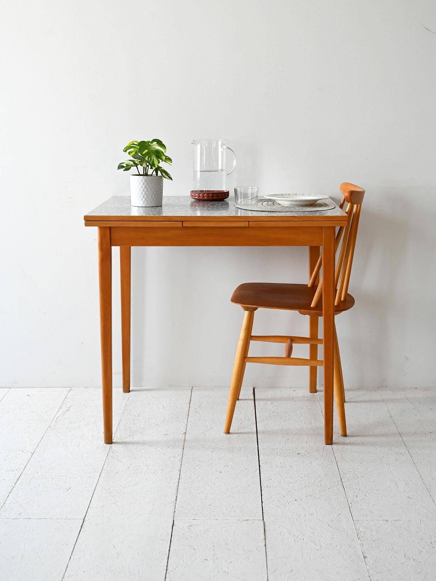 Vintage Scandinavian Edsbyverken Extendable Table with Formica Top