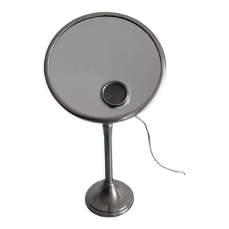 Vintage chrome Brot mirror, magnifying and illuminating, on adjustable stand, France 1960