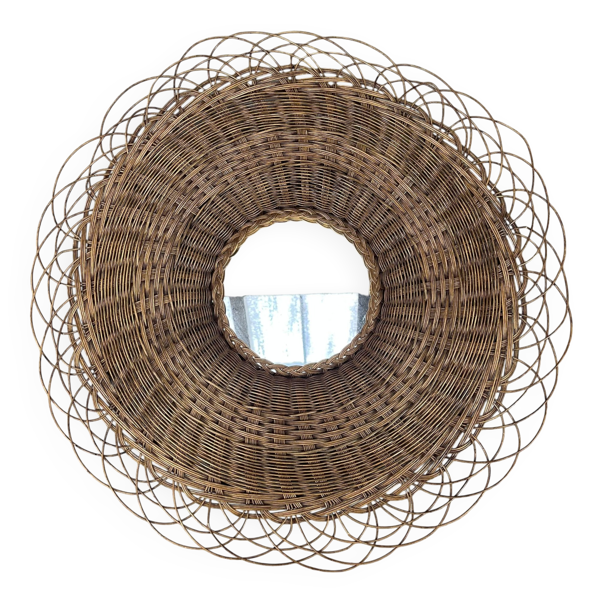 Rattan sun mirror 70 cm 60s