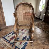 Rocking chair in wood and cane