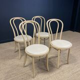 Set of 4 Thonet type bistro chairs light curved wood & Skaï GO IN Germany