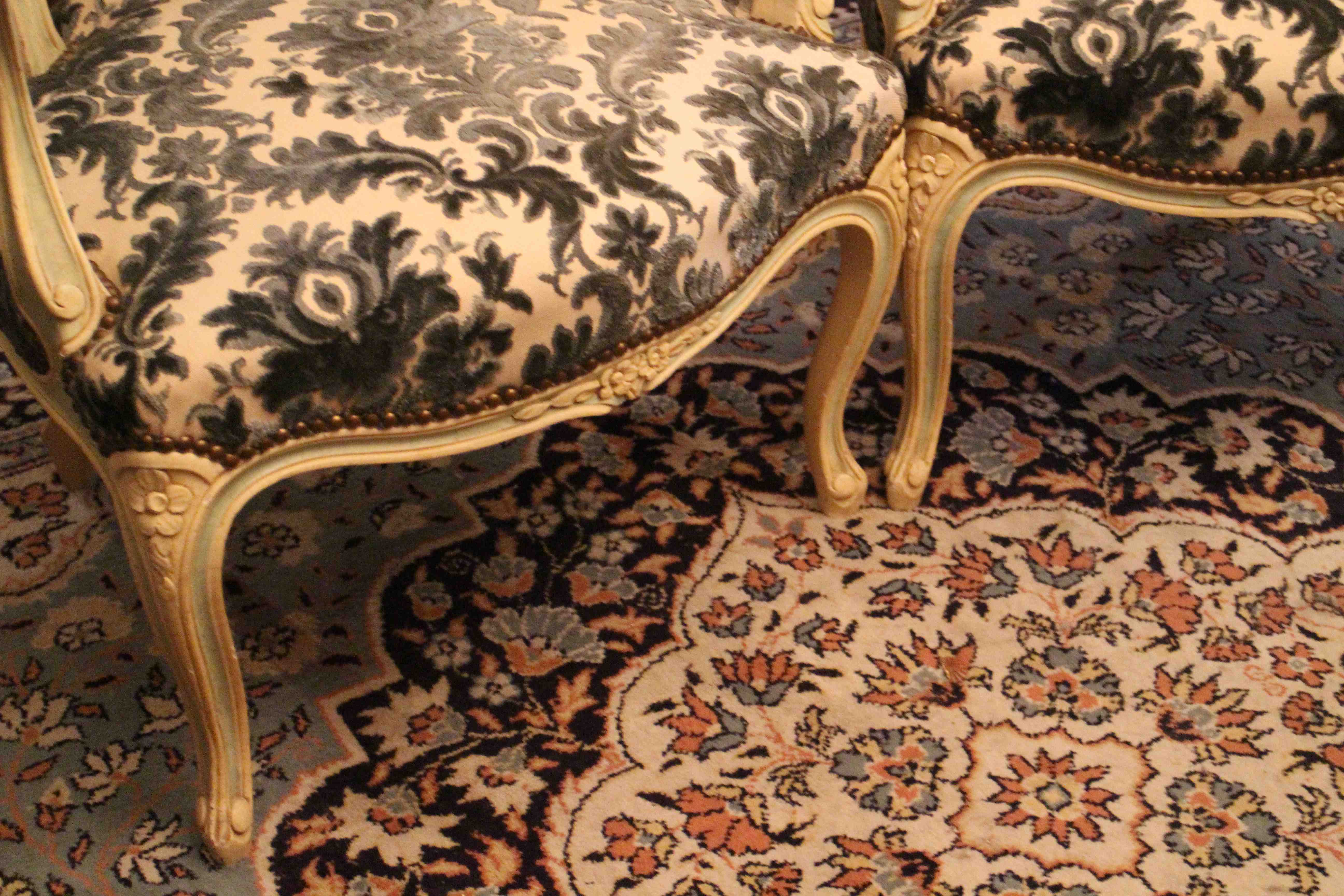 Pair of Louis XV-style convertible armchairs