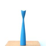Scandinavian blue wooden candle holder from the 80s