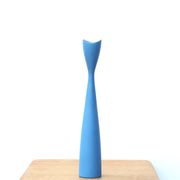 Bougeoir scandinave bleu en bois années 80