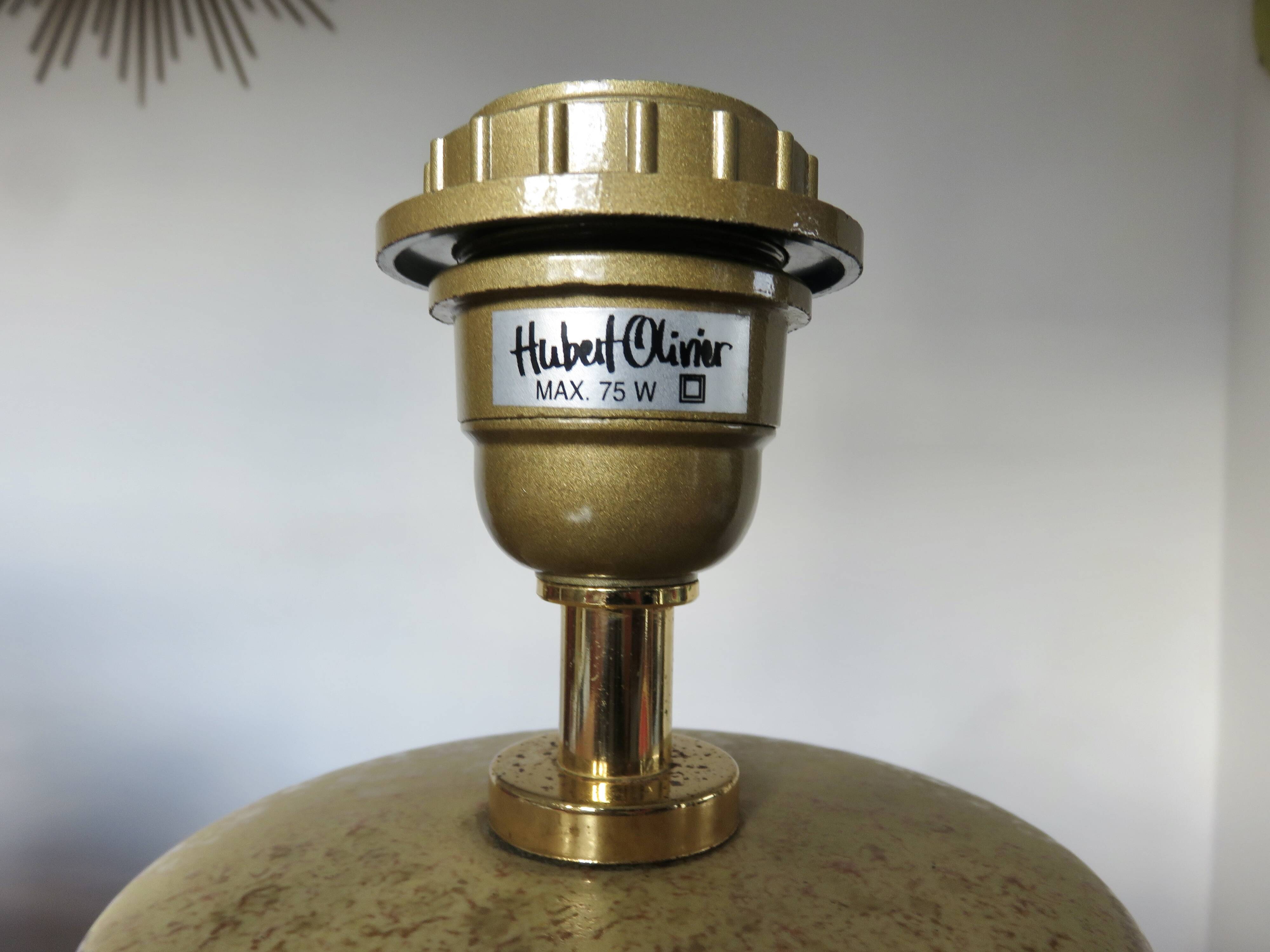 Hubert Olivier ceramic lamp with floral decoration, 1980.