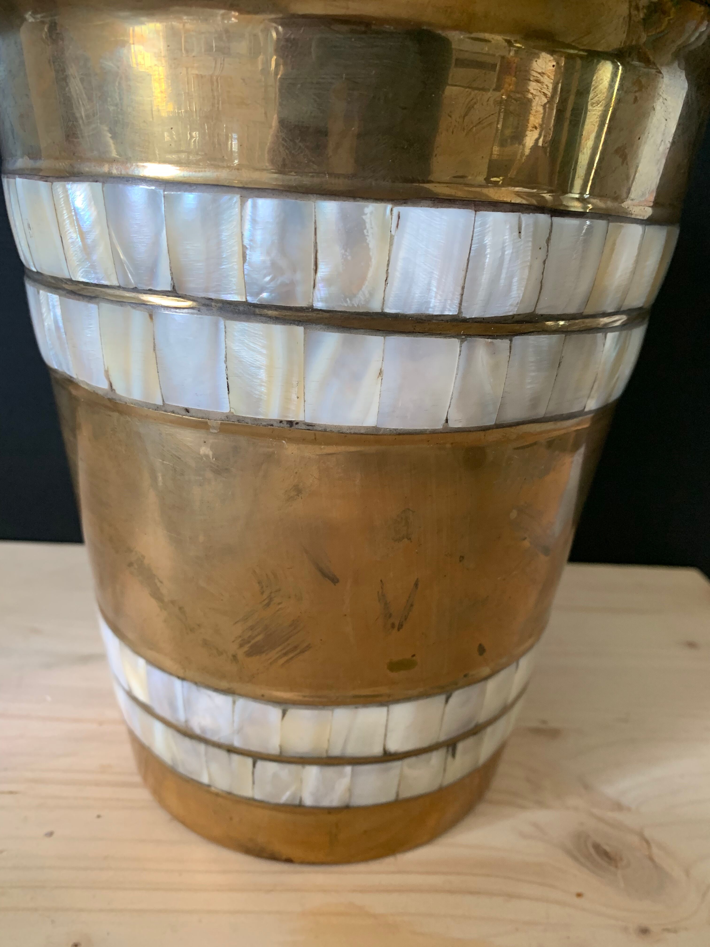 Brass and mother-of-pearl champagne bucket