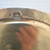 Plateau oriental laiton décor floral signé