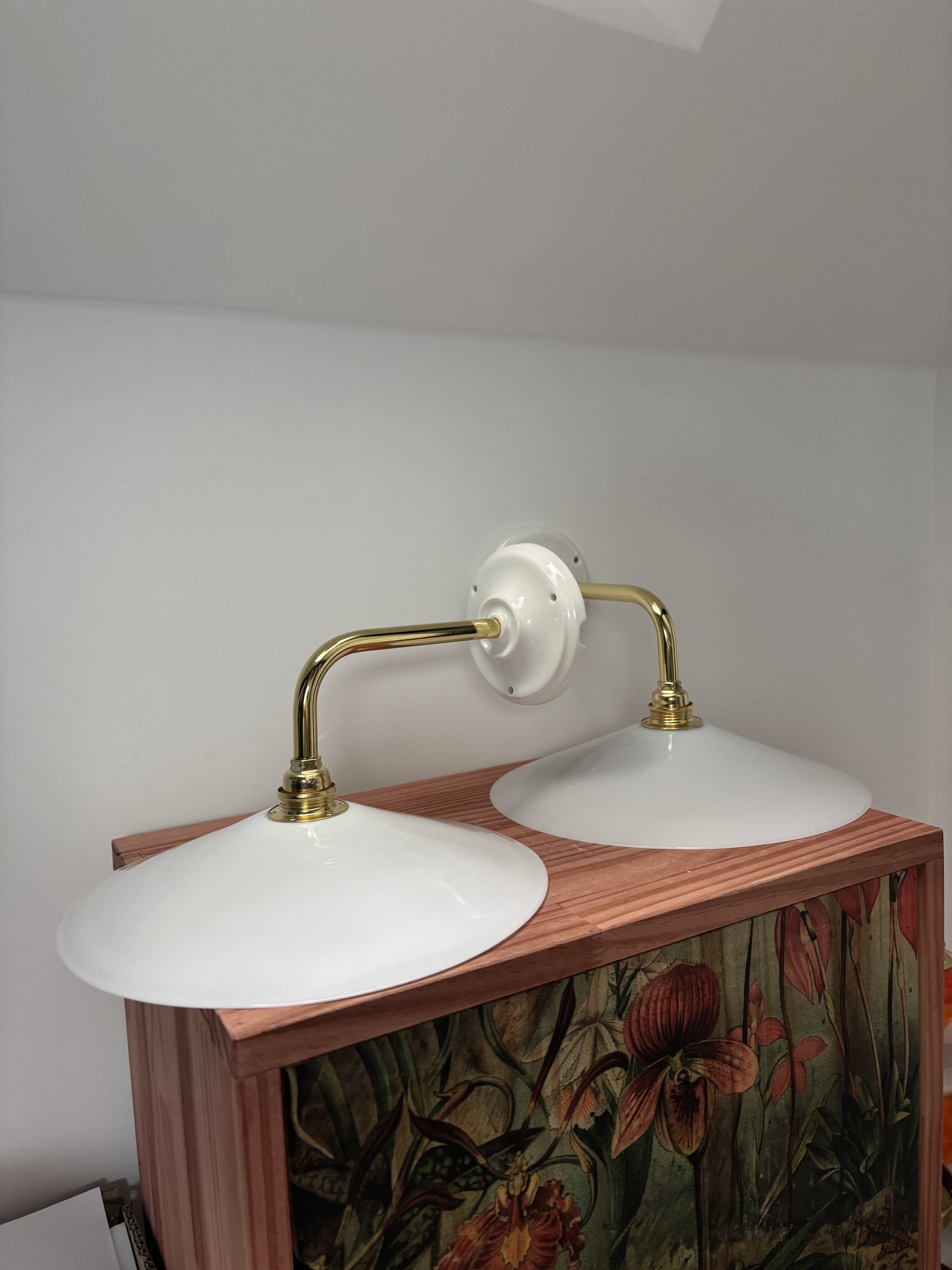 White opaline wall lights
