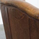 Vintage Sheepskin Leather Wingback Chair