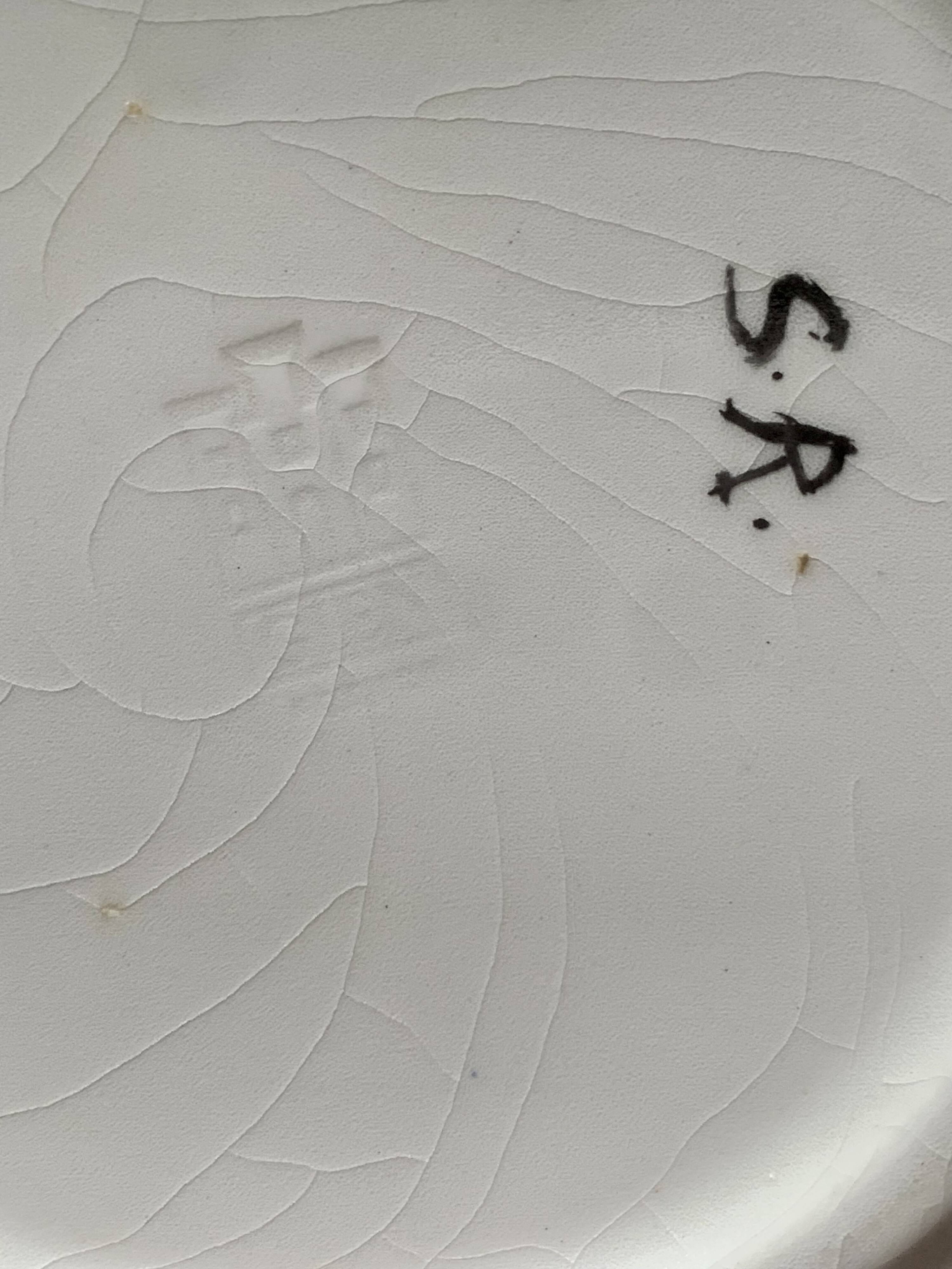 Gien Vintage Plate with Floral Pattern and Blue Border