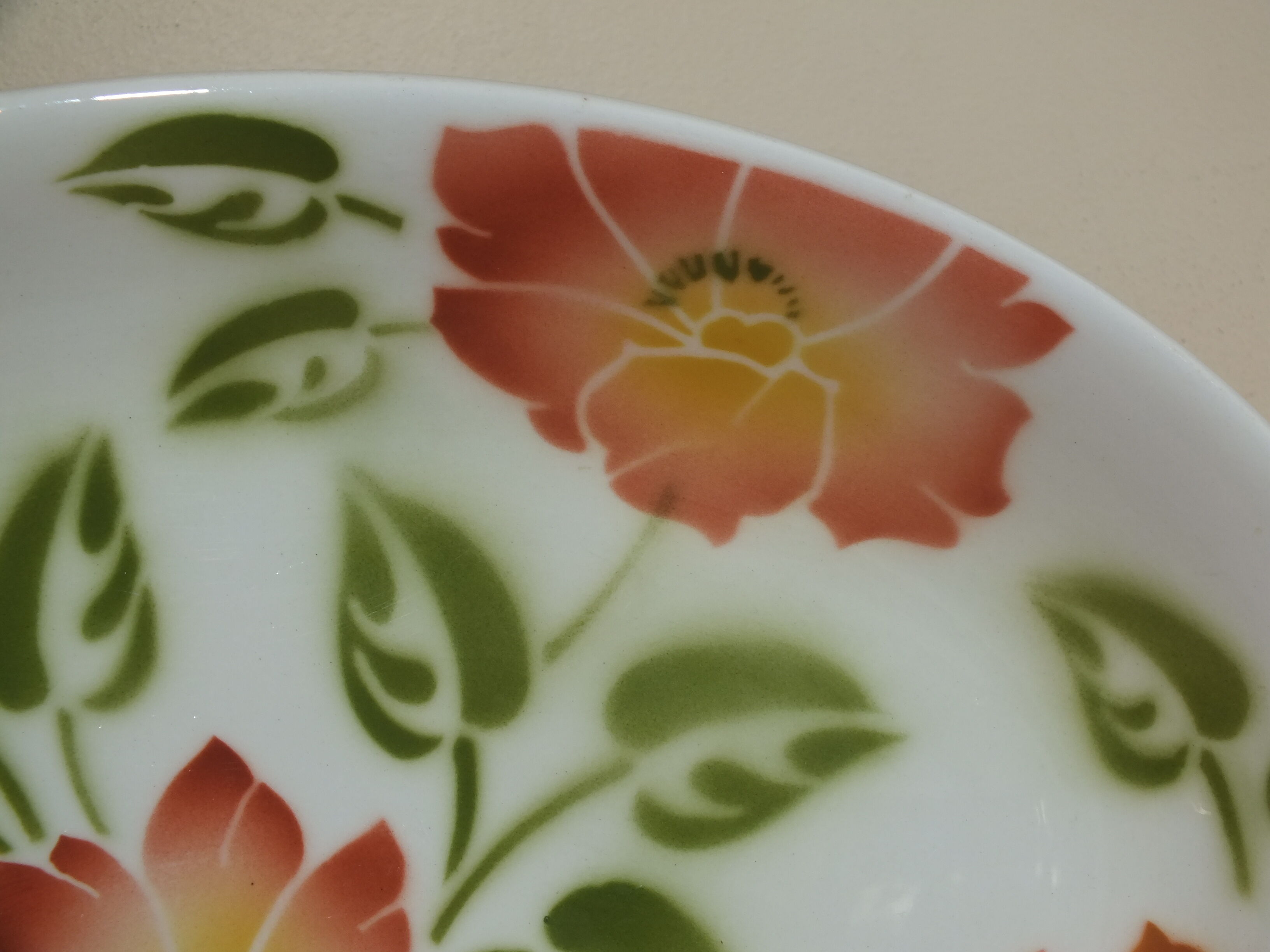 Vintage oval dish Moulin des Loups Orchies flowers