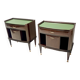 Pair of Walnut, Beech and Glass Nightstands in the Style of Tomaso Buzzi, Italy