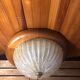Old golden bubble glass ceiling light + vintage wood contour #a390