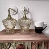 Pair of ceramic and glass wall lights