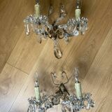 2 wall lights in bronze and crystal