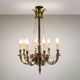 Impressive set of a large bronze Empire Chandelier with 2 wall lights, Belgium ca. 1950