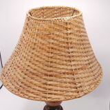 Lamp in wood and wicker