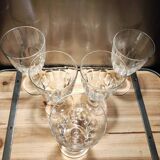 5 antique wine glasses with cut sides