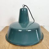 Large Industrial Petrol Enamel Factory Pendant Lamp, 1960s
