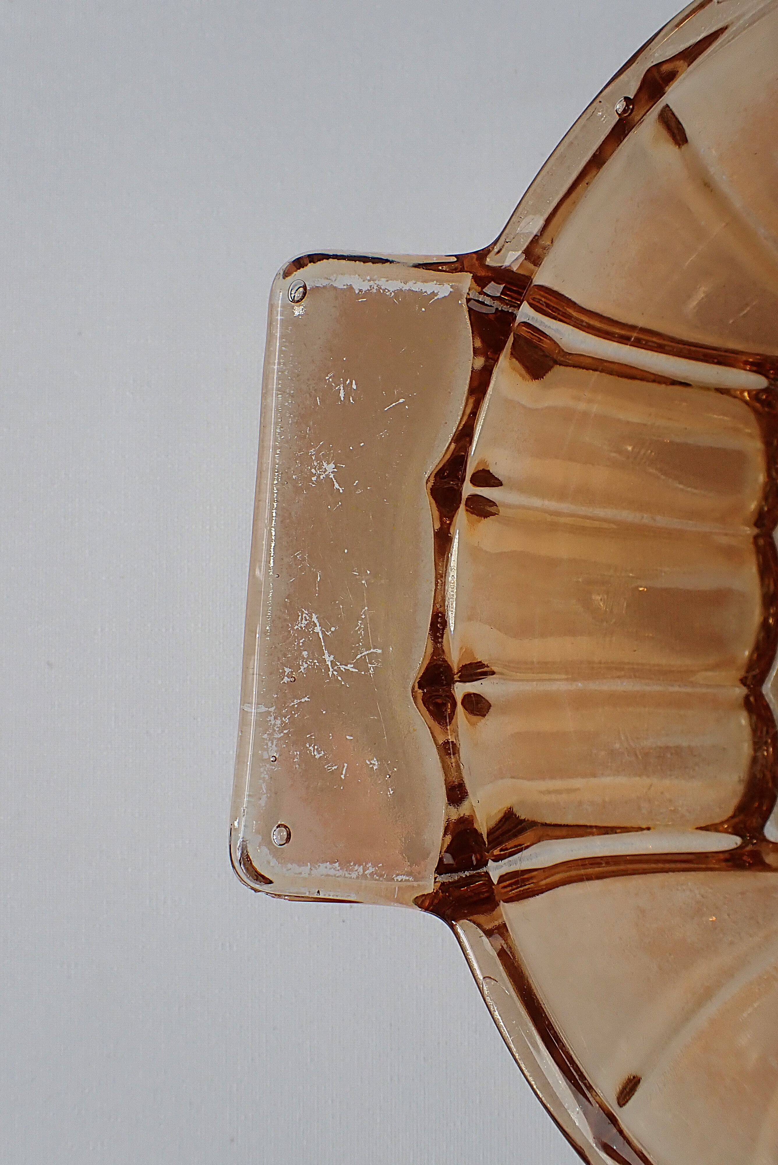 Fruit bowl - small salad bowl - iridescent pink/orange glass bowl