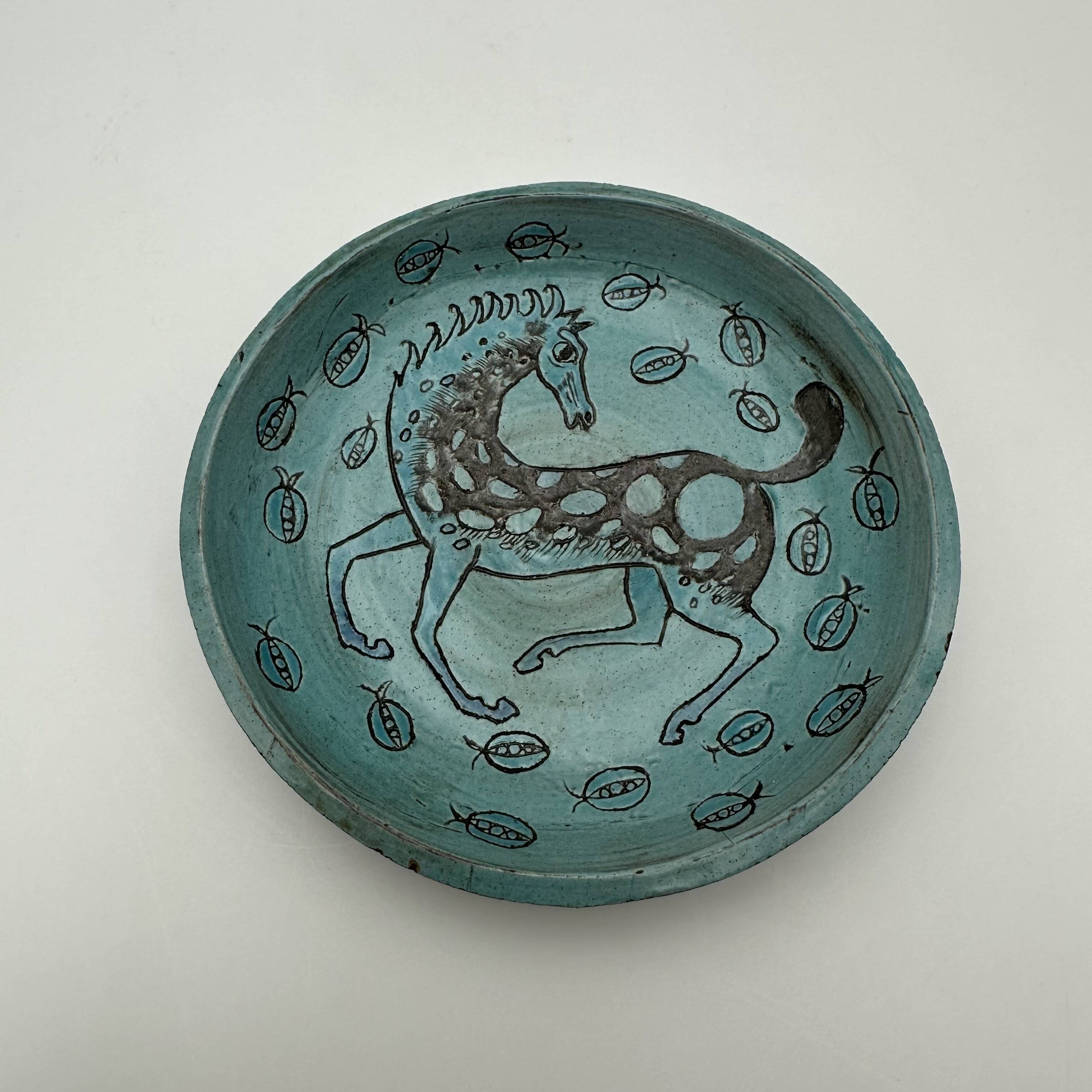 Set of Three Glazed Ceramic Bowls with Mythological Decoration, Pieces