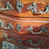 Louis xv style marble top marquetry chest of drawers