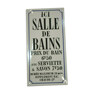 Enamelled plate "bathroom"