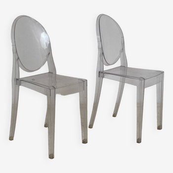 Pair of Victoria Ghost chairs by Philippe Starck Kartell edition