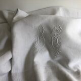 Antique linen: embroidered sheet, monogram