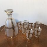 Art deco carafe and liqueur glasses