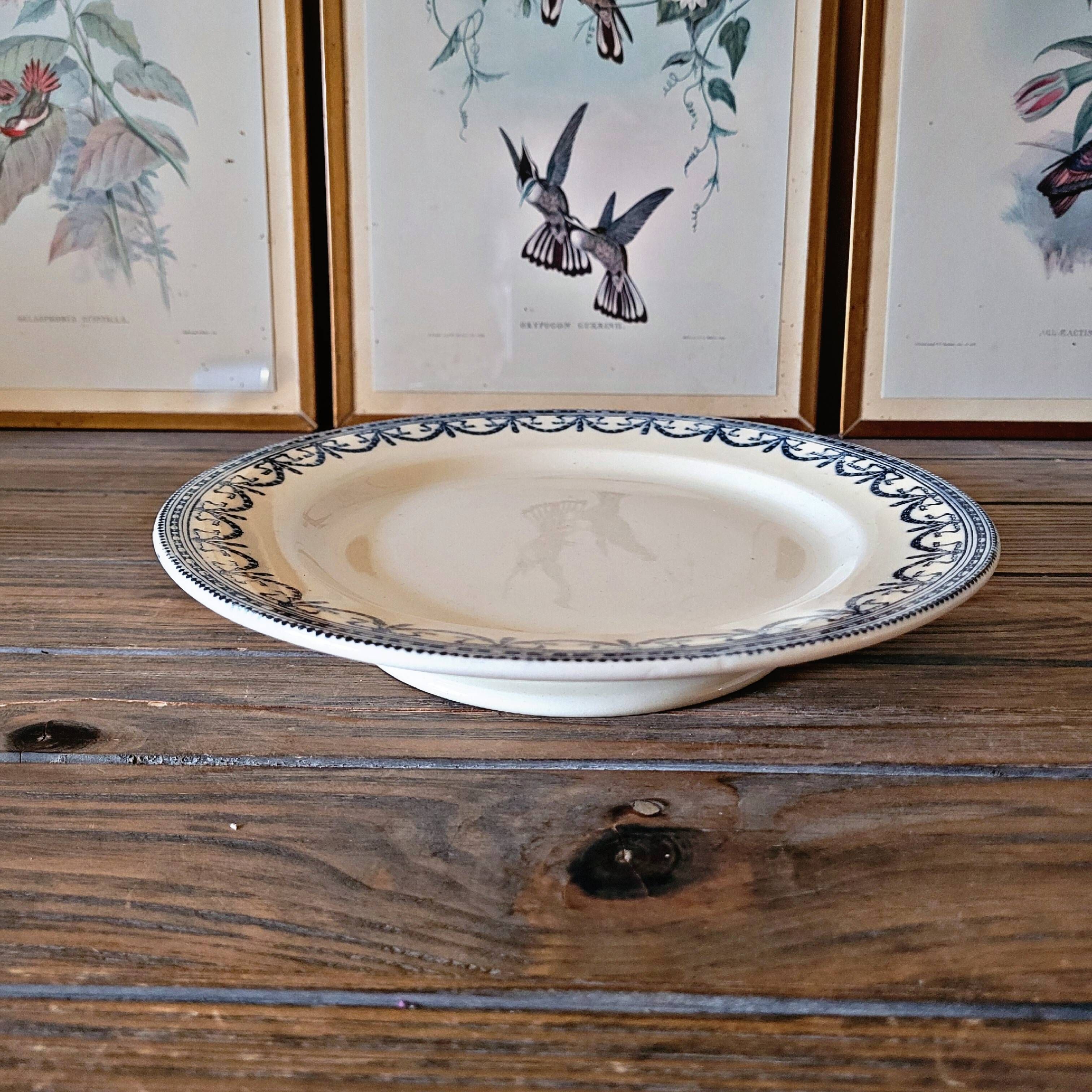 Vintage Salins iron earth compote dish with Louis XVI garlands