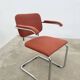 Pair of Marcel Breuer B64 Knoll armchairs in coral fabric
