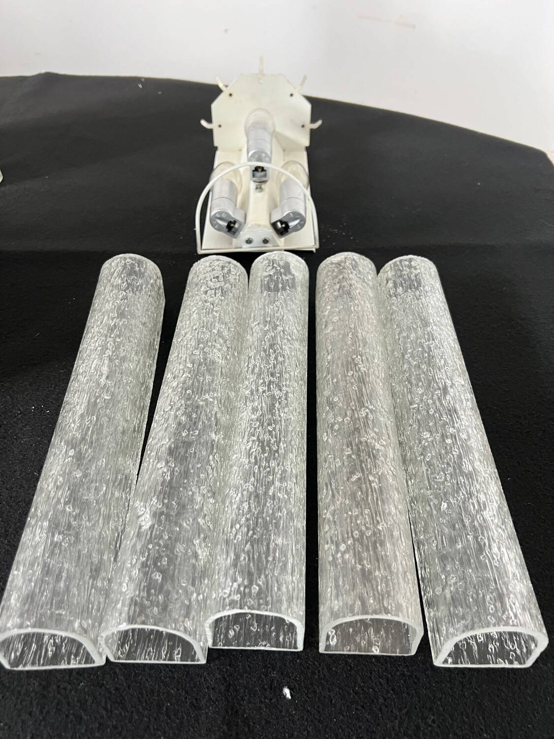 Set of 4 large doria wall lights in glazed glass design from the 60s vintage 3 lights