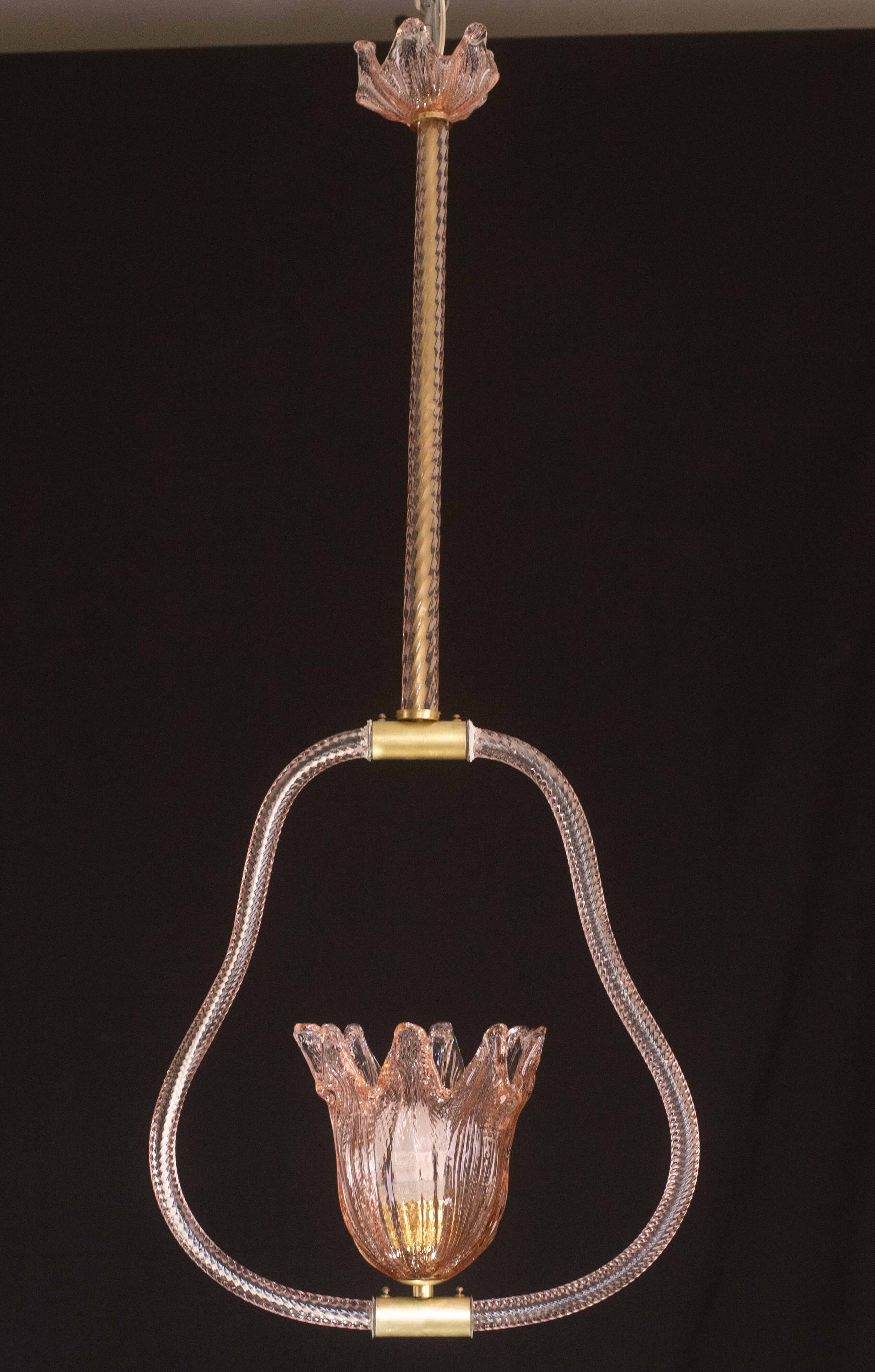 Pink Jewel Murano Glass Chandelier by Barovier e Toso, 1950s