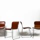 Ensemble de 4 chaises vintage italiennes en chrome et cuir des années 1970