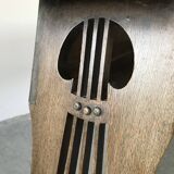 Art and Crafts style organ bench in solid oak.