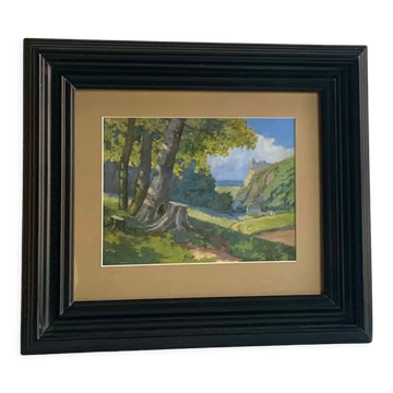 Paysage, aquarelle 1940er