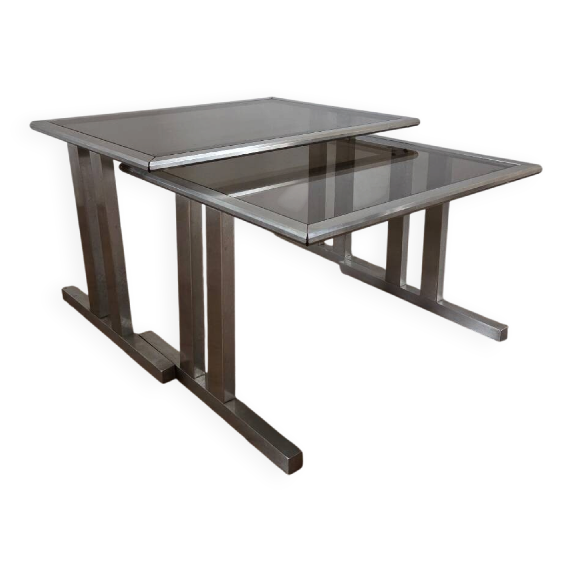 Brushed metal nesting table, 1970