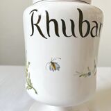 Apothecary pot Rhubarbe signed Lallier earthenware of art of Moustiers