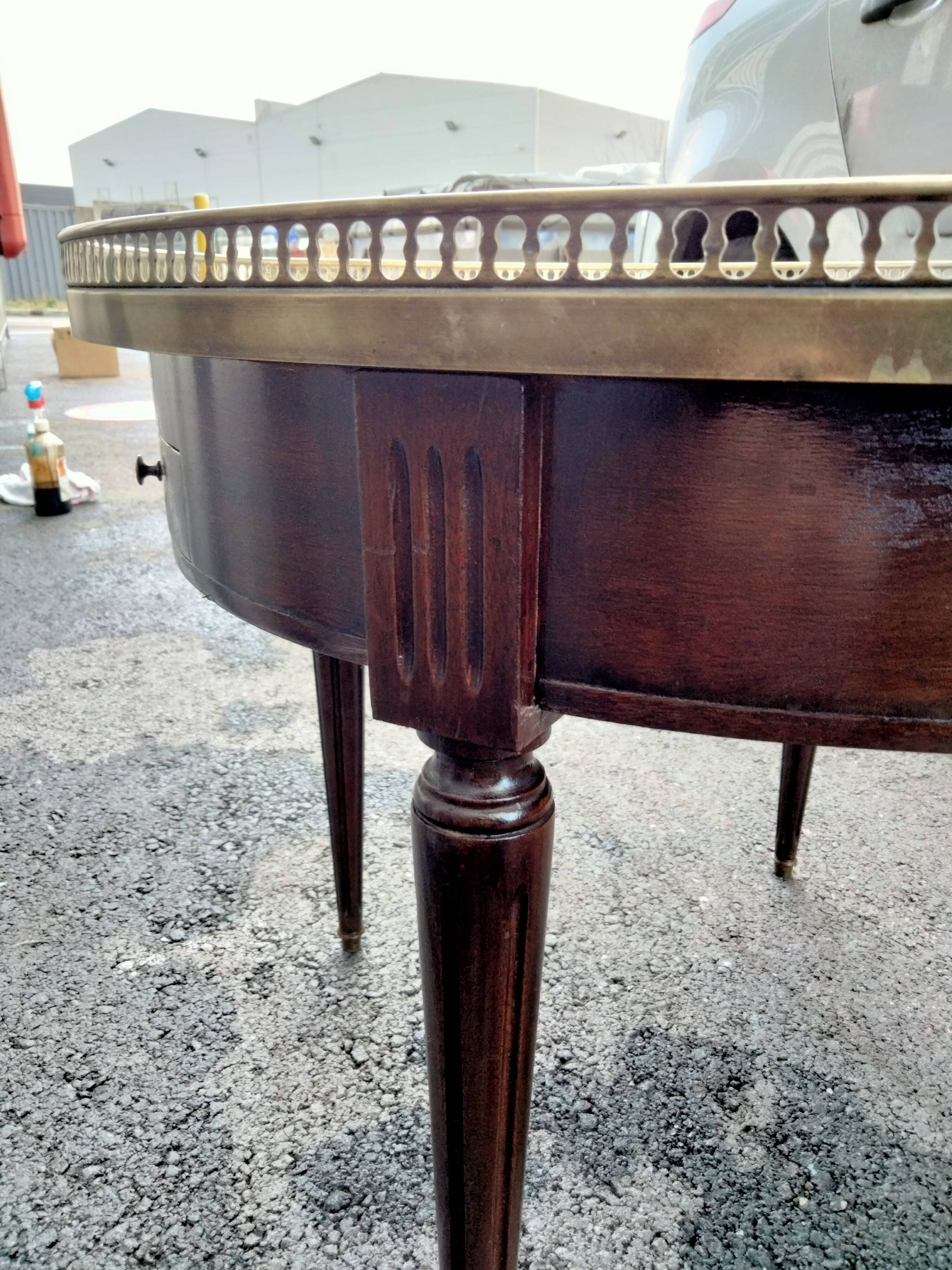 Coffee table hot water bottle marble top louis xvi old style