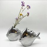 Pair of “Fish” vases / Cast aluminum – 1980s
