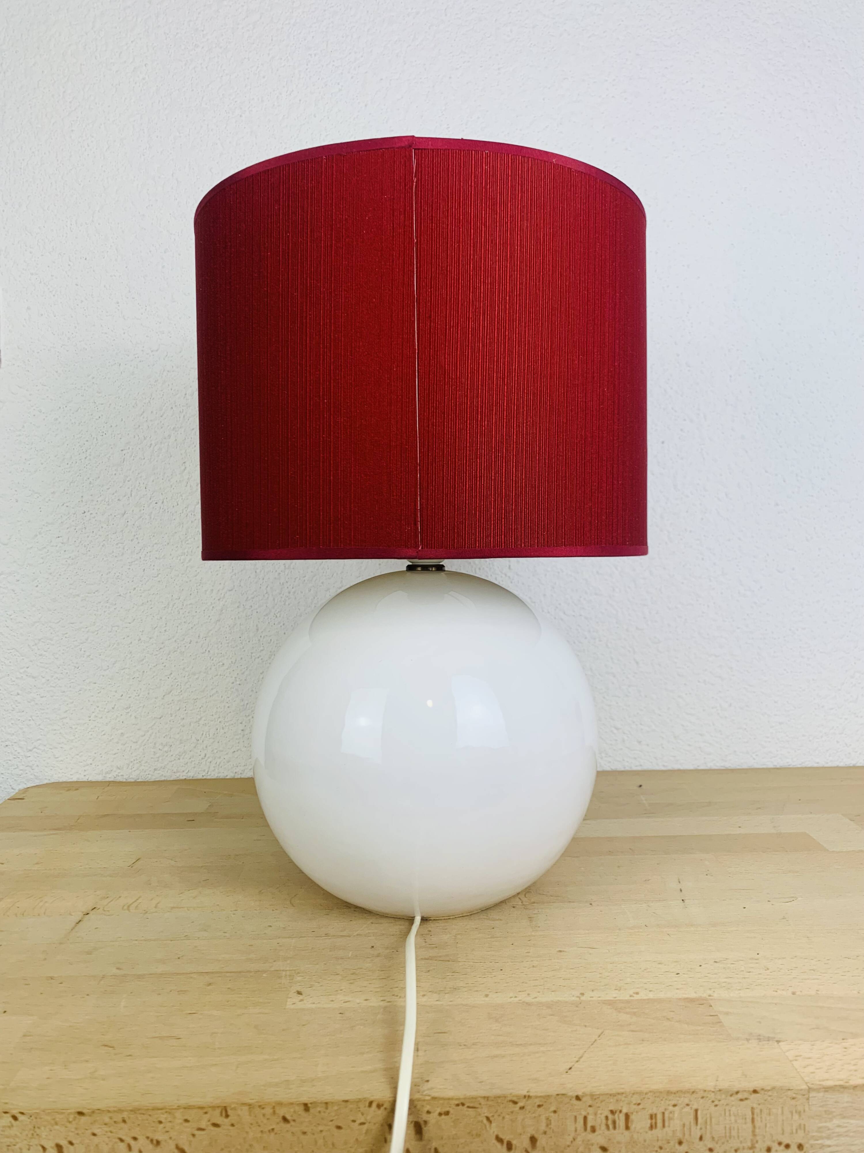 White and red ceramic ball lamp, 1980s