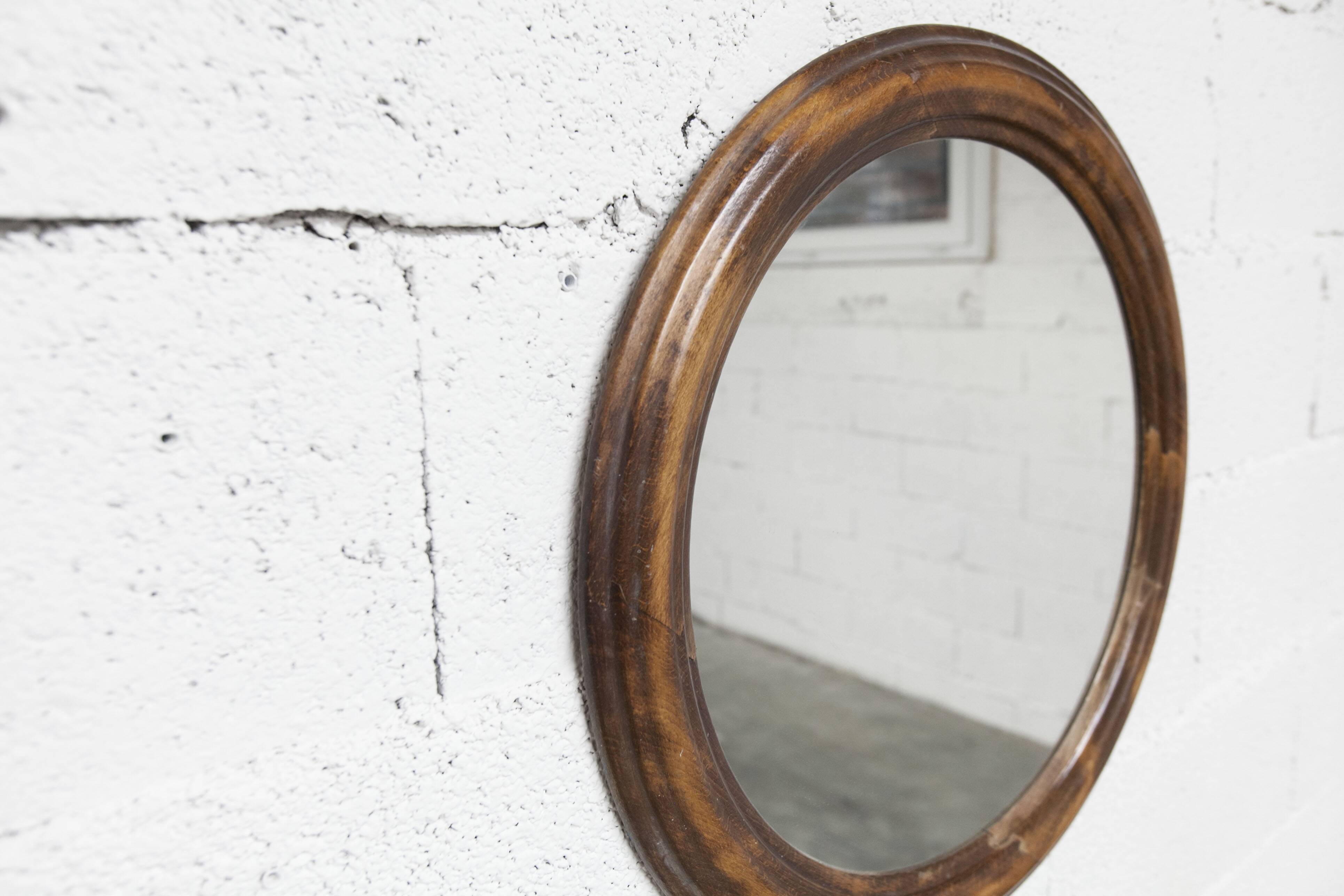 Round mirror, 1930s, wood, 58cm diameter